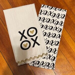 XOXO Patterned Kitchen Towels - Gold & Black